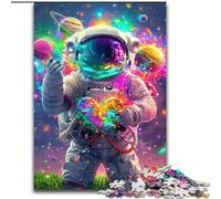 Adult Jigsaws 1000 Piece Psychedelic Astronaut, Challenging Game And Family Play with Fully Interlocking Randomly Shaped Pieces (Size 50x75cm)