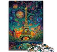 Adult Jigsaws 1000 Piece Psychedelic Eiffel Challenging Game And Family Play Wall Decoration Unique Birthday And Xmas Gifts 50x75cm