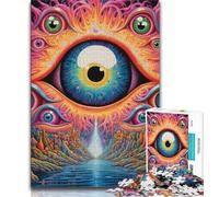 Adult Jigsaws 1000 Piece Psychedelic Eyes Teenager Jigsaw,Staycation Kill Time with Fully Interlocking Randomly Shaped Pieces (size 38x26cm)
