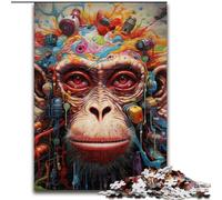 Adult Jigsaws 1000 Piece Psychedelic Monkey,Help The Brain Exercise Addictive Toys to Cultivate Patience Perfect Decoration 50x75cm