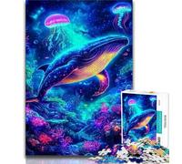 Adult Jigsaws 1000 Piece Psychedelic Whale Teenager Puzzles,Challenging Game Toys Wall Decoration Unique Birthday And Xmas Gifts 75x50cm