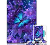 Adult Jigsaws 1000 Piece Purple Butterfly,Stress Reliever Difficult Challenge Every Piece Is Unique - Challenging Family Fun Game (38x26cm)