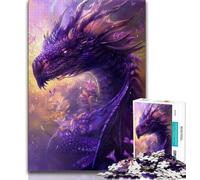 Adult Jigsaws 1000 Piece Purple Flying Dragon 1000 Piece Puzzle,Stress Reliever Difficult Challenge Unique Home Decor And Gifts 38x26cm
