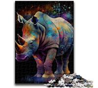 Adult Jigsaws 1000 Piece Rhino Ink Painting Help The Brain Exercise Addictive Toys to Cultivate Patience Suitable for Couples 50x75cm