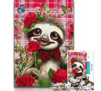 Adult Jigsaws 1000 Piece Rose Sloth 1000 Pieces for Teenagers,Educational Toy Funny Family Games Unique Home Decor (size 75x50cm)