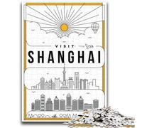 Adult Jigsaws 1000 Piece Shanghai China 1000 Piece Puzzle,Stress Reliever Difficult Challenge Unique Home Decor And Gifts (26x38cm)