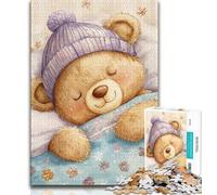 Adult Jigsaws 1000 Piece Sleeping Teddy Bear 1000 Pieces for Adults,Quiz Game Wall Decoration Unique Birthday And Xmas Gifts (size 75x50cm)