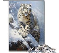 Adult Jigsaws 1000 Piece Snow Leopard, Family Game Stress Reliever Difficult Challenge Enhance Love between Couples 26x38cm