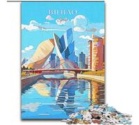 Adult Jigsaws 1000 Piece Spain Bilbao Travel Educational Toys Unique Home Decor And Gifts for And Age 14 Years Up (26x38cm) 1000pcs