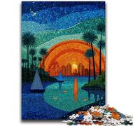 Adult Jigsaws 1000 Piece Stained Glass City Stress Reliever Difficult Challenge Every Piece Is Unique - Challenging Family Fun Game 50x75cm