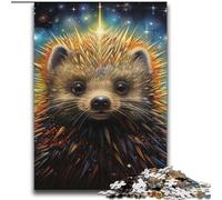 Adult Jigsaws 1000 Piece Starry Night Hedgehog,Help The Brain Exercise Addictive Toys to Cultivate Patience Perfect Decoration 38x52cm