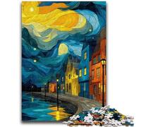 Adult Jigsaws 1000 Piece Starry Sky Street Stress Reliever Difficult Challenge Every Piece Is Unique - Challenging Family Fun Game 26x38cm