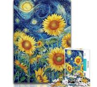 Adult Jigsaws 1000 Piece Starry Sky Sunflower 1000 Pieces for Teenagers,Educational Toy Funny Family Games Unique Home Decor (size 38x26cm)