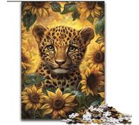 Adult Jigsaws 1000 Piece Sunflower Leopard,Stress Reliever Difficult Challenge Every Piece Is Unique - Challenging Family Fun Game 50x75cm