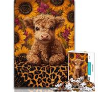 Adult Jigsaws 1000 Piece Sunflower Yak Baby 1000 Pieces for Teenagers,Educational Toy Funny Family Games Unique Home Decor (size 75x50cm)
