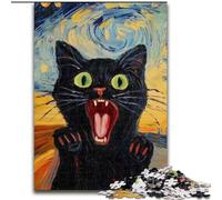 Adult Jigsaws 1000 Piece Surprised Black Cat, Stress Reliever Difficult Challenge Secret Santa Gifts for Age 14 Years Up (size 50x75cm)
