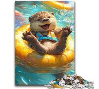 Adult Jigsaws 1000 Piece Swimming Otter Help The Brain Exercise Addictive Toys to Cultivate Patience Suitable for Couples 38x26cm