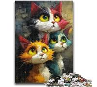 Adult Jigsaws 1000 Piece Three Cats for And from 14 Years And over Play Toys Because It Is Ideal As A Gift for The Whole Family 26x38cm