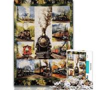 Adult Jigsaws 1000 Piece Train Collage Teenager Puzzles,Challenging Game Toys Wall Decoration Unique Birthday And Xmas Gifts 26x38cm
