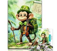 Adult Jigsaws 1000 Piece Traveling Monkey,Help The Brain Exercise Addictive Toys to Cultivate Patience Perfect Decoration 75x50cm