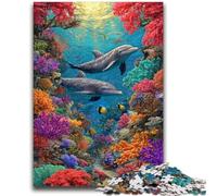 Adult Jigsaws 1000 Piece Undersea Dolphins Stress Reliever Difficult Challenge Every Piece Is Unique - Challenging Family Fun Game 50x75cm