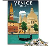 Adult Jigsaws 1000 Piece Venice Italy at Night Educational Family Game with Fully Interlocking Randomly Shaped Pieces (50x75cm) 1000pcs