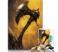 Adult Jigsaws 1000 Piece Viking Tomahawk Teenager Jigsaw,Staycation Kill Time with Fully Interlocking Randomly Shaped Pieces (size 75x50cm)