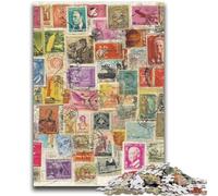 Adult Jigsaws 1000 Piece Vintage Postage Stamps Collage for And from 14 Years And over Play Toys Because It Is Ideal As A Gift for The Whole Family 26x38cm