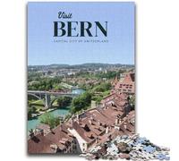 Adult Jigsaws 1000 Piece Visit Bern 1000 Piece Puzzle,Stress Reliever Difficult Challenge Unique Home Decor And Gifts (26x38cm)