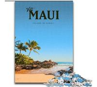 Adult Jigsaws 1000 Piece Visit Maui Educational Family Game with Fully Interlocking Randomly Shaped Pieces (26x38cm) 1000pcs