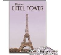 Adult Jigsaws 1000 Piece Visit The Eiffel Tower Challenging To Complete But Fun And Humorous with Matching Poster And Trivia Sheet (26x38cm) 1000pcs