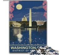 Adult Jigsaws 1000 Piece Washington City by Night Educational Family Game with Fully Interlocking Randomly Shaped Pieces (38x52cm) 1000pcs