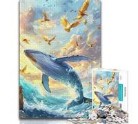 Adult Jigsaws 1000 Piece Whale Teenager Jigsaw,Staycation Kill Time with Fully Interlocking Randomly Shaped Pieces (size 75x50cm)