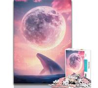 Adult Jigsaws 1000 Piece Whale Under The Pink Moon 1000 Pieces for Teenagers,Educational Toy Funny Family Games Unique Home Decor (size 38x26cm)
