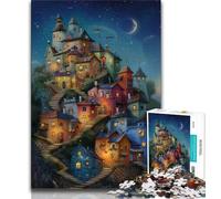 Adult Jigsaws 1000 Piece Whimsical Cityscape,Stress Reliever Difficult Challenge Every Piece Is Unique - Challenging Family Fun Game (38x26cm)