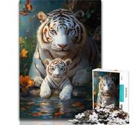 Adult Jigsaws 1000 Piece White Tiger Teenager Jigsaw,Staycation Kill Time with Fully Interlocking Randomly Shaped Pieces (size 75x50cm)