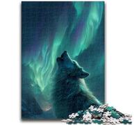 Adult Jigsaws 1000 Piece Wolf Under The Aurora for And 14 Years And over Interesting Stress Reduction Gifts for Friends And Family 26x38cm
