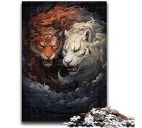 Adult Jigsaws 1000 Piece Ying Yang Dragon And Tiger Teenager Puzzles,Challenging Game Toys Wall Decoration Unique Birthday And Xmas Gifts (50x75cm)