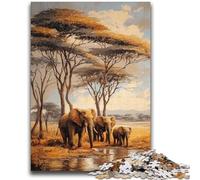 Adult Jigsaws 1000 Pieces Difficult African Elephants 1000 Piece Puzzle,Stress Reliever Staycation Kill Time Home Decoration Toys (50x75cm)
