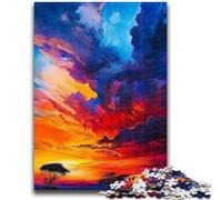 Adult Jigsaws 1000 Pieces Difficult African Grassland Sunset Puzzles,Stress Reliever Difficult Challenge Suitable for Desktop Decoration (38x26cm)