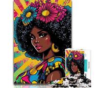 Adult Jigsaws 1000 Pieces Difficult African Woman,Challenging Game And Family Play with Matching Poster And Trivia Sheet 38x26cm