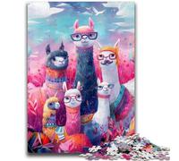 Adult Jigsaws 1000 Pieces Difficult Alpaca Family 1000 Pieces for Teenagers,Stress Reliever Staycation Kill Time Enhance Love between Couples (50x75cm)