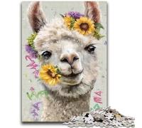 Adult Jigsaws 1000 Pieces Difficult Alpaca Sunflower 1000 Piece Jigsaw,Fun Activity for Home, Rainy Days Toys, Birthday Gifts (50x75cm)