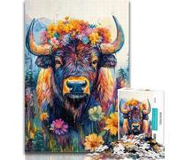 Adult Jigsaws 1000 Pieces Difficult Alpine Bison 1000 Piece Puzzle,Stress Reliever Staycation Kill Time Home Decoration Toys 26x38cm