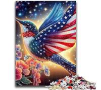 Adult Jigsaws 1000 Pieces Difficult American Flag Hummingbird Stress Reliever Difficult Challenge Deal As Gifts for The Whole Family 50x75cm