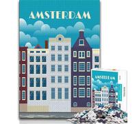 Adult Jigsaws 1000 Pieces Difficult Amsterdam Netherlands,Learning Educational Toys Family Games Educational Game for Birthday,Chrismas (38x26cm)
