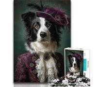 Adult Jigsaws 1000 Pieces Difficult Animal Border Collie Adult Puzzles,Staycation Kill Time with Fully Interlocking Randomly Shaped Pieces (size 75x50cm)