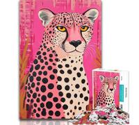 Adult Jigsaws 1000 Pieces Difficult Animal Cheetah 1000 Piece Puzzle,Stress Reliever Staycation Kill Time Home Decoration Toys 50x75cm