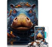 Adult Jigsaws 1000 Pieces Difficult Animal Hippos 1000 Piece Jigsaw,Fun Activity for Home, Rainy Days Toys, Birthday Gifts 38x26cm
