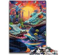 Adult Jigsaws 1000 Pieces Difficult Animal Nile Crocodiles Puzzles,Stress Reliever Difficult Challenge Suitable for Desktop Decoration (50x75cm)